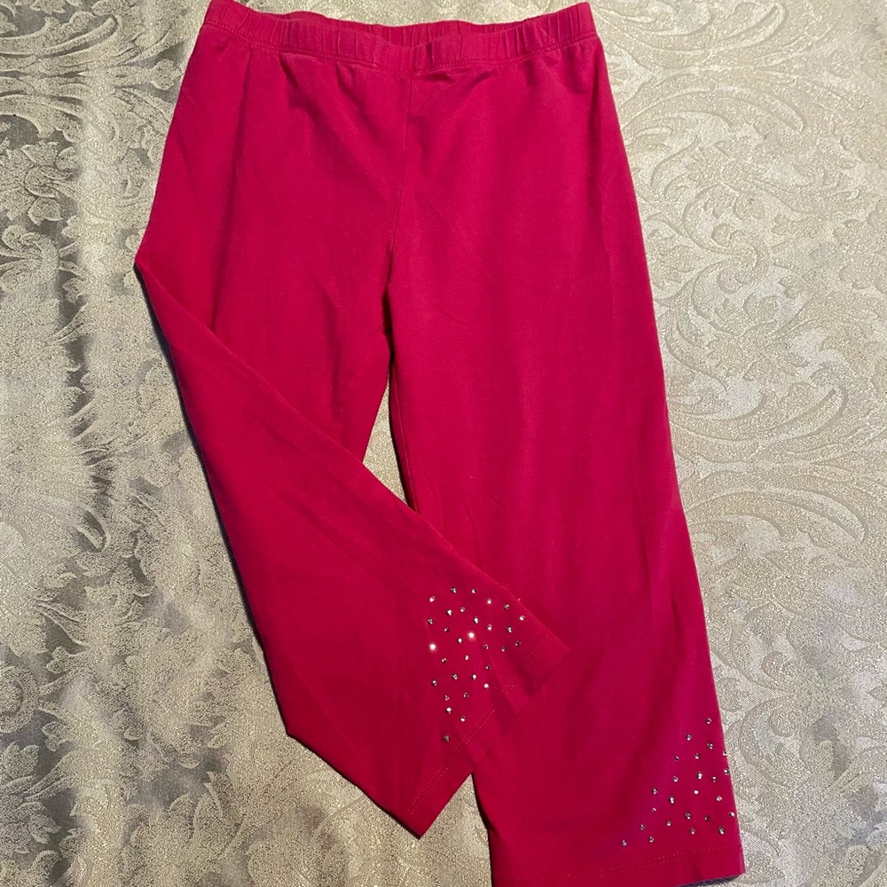Hot pink with silver cropped leggings